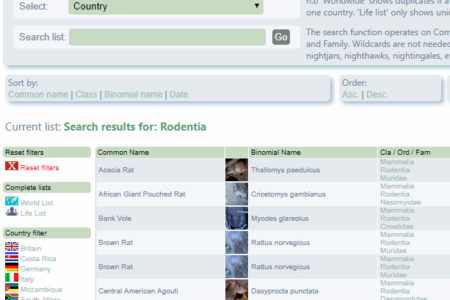 Species list – more filters